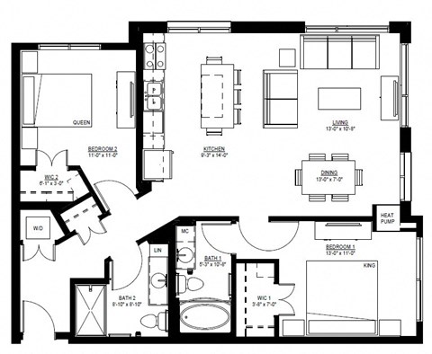 1500 Nicollet_2 Bedroom Floor Plan  at 1500 Nicollet, Minneapolis